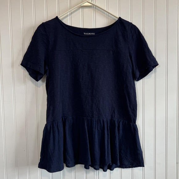 Talbots shirt blouse women's size small Navy blue Pelham top classic - Picture 1 of 6